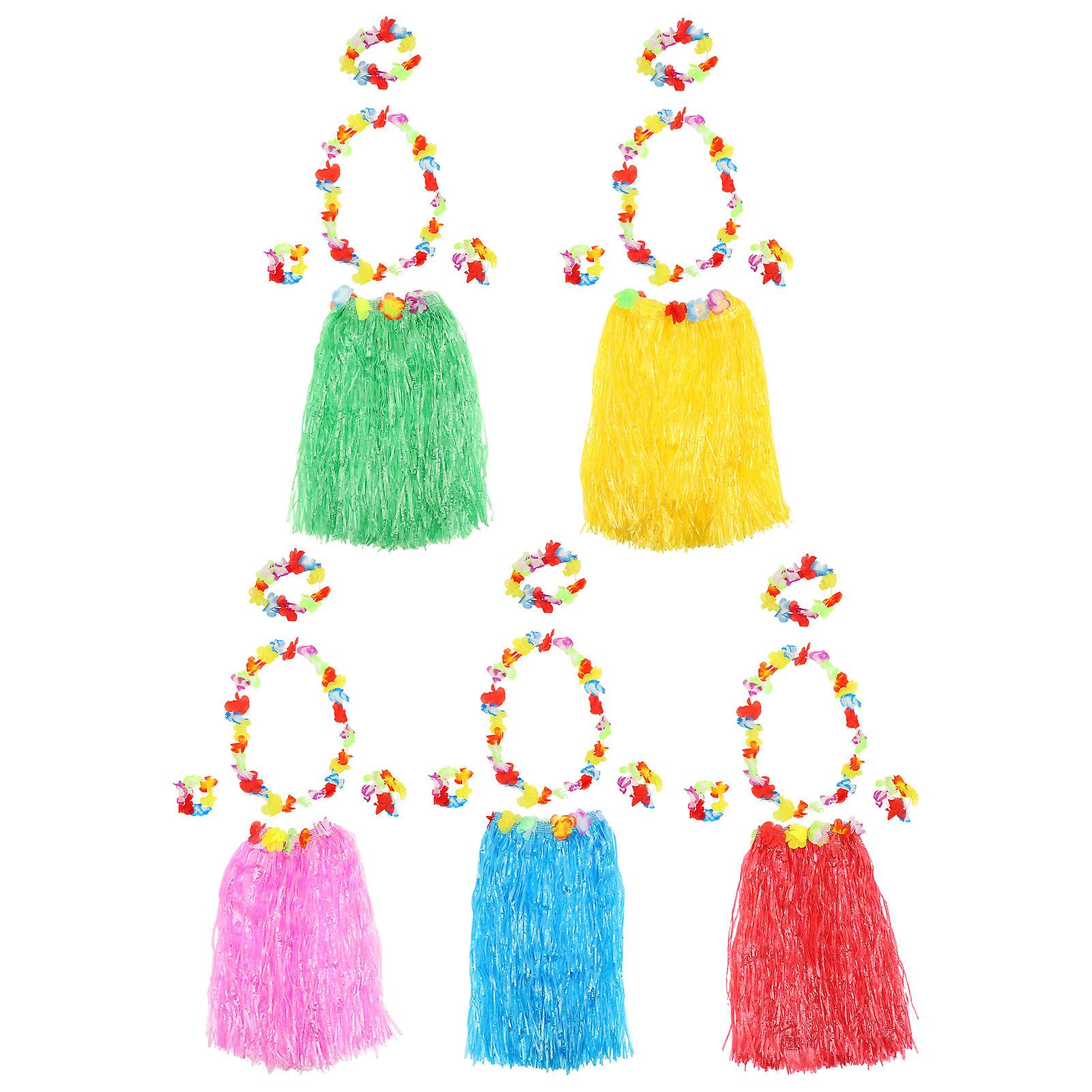 1 Set Of Hawaiian Beach Vacation Straw Skirt Tropical Hawaiian Props Garland