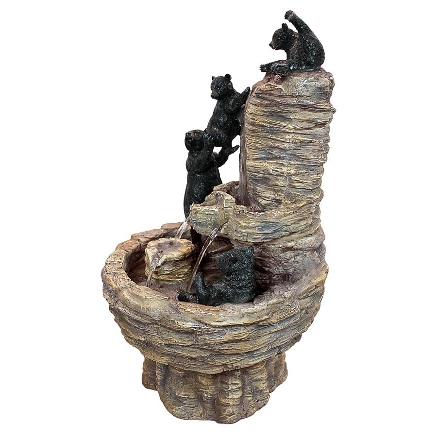 Design Toscano Rocky Mountain Splash Black Bears Garden Fountain