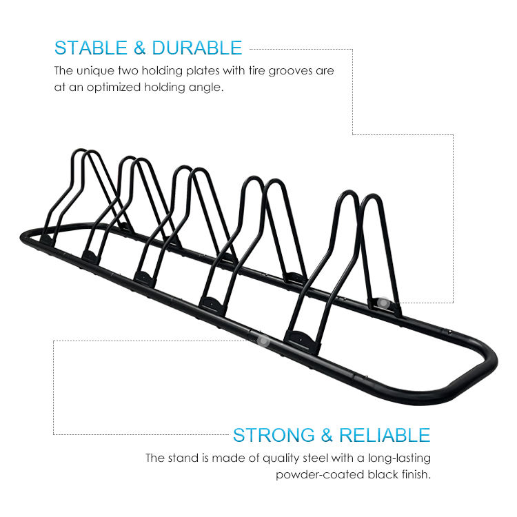 JH Mech Custom Public Easy Assembled Dual Purposes Bike Storage Parking Stand Adjustable Tubular Steel Bike Floor Rack