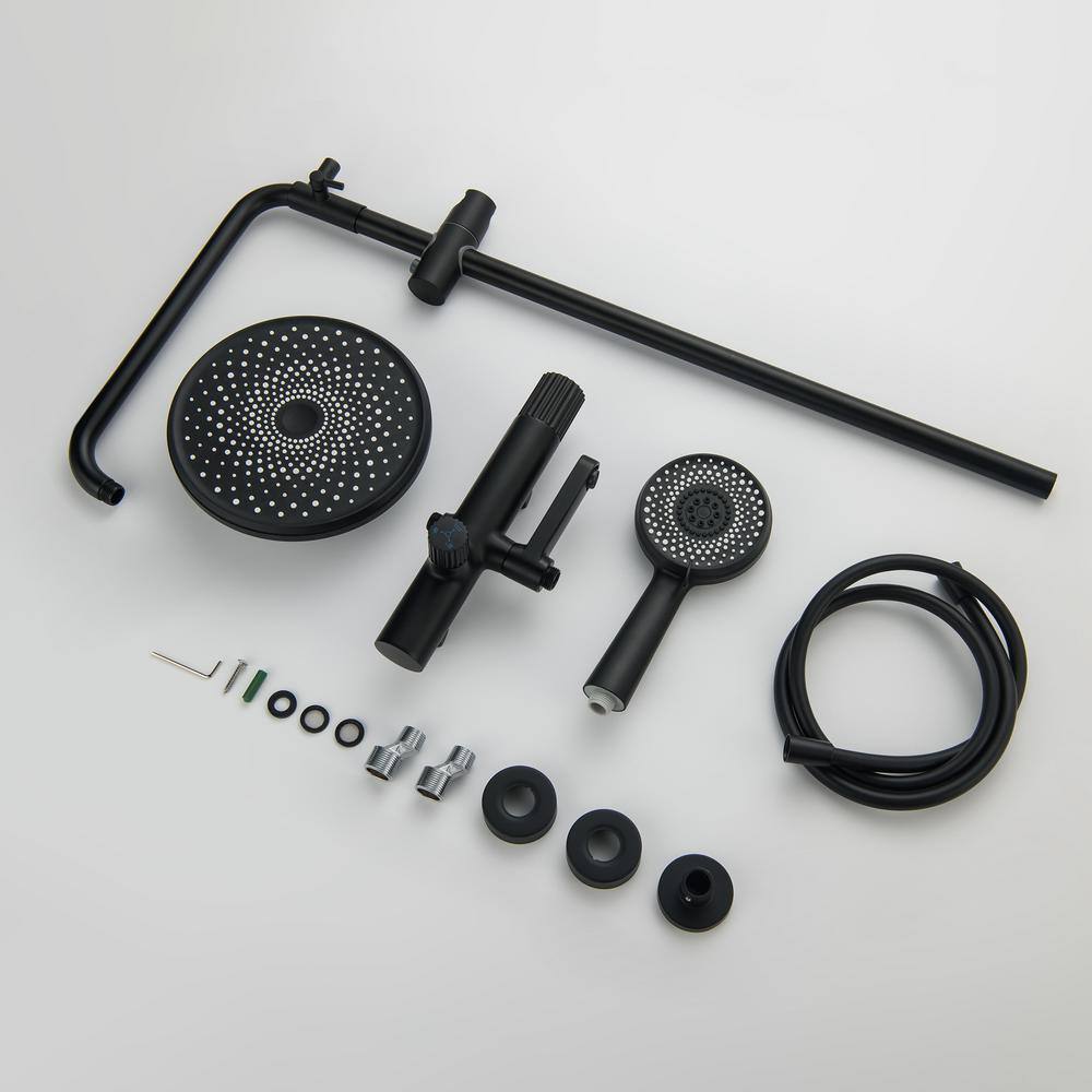 Tomfaucet 3-Spray Multi-Function Wall Bar Shower Kit with Tub Faucet in Matte Black TFB1161MB