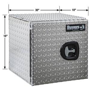 Buyers Products Company 18 in. x 18 in. x 30 in. Diamond Plate Tread Aluminum Underbody Truck Tool Box with Barn Door 1705203