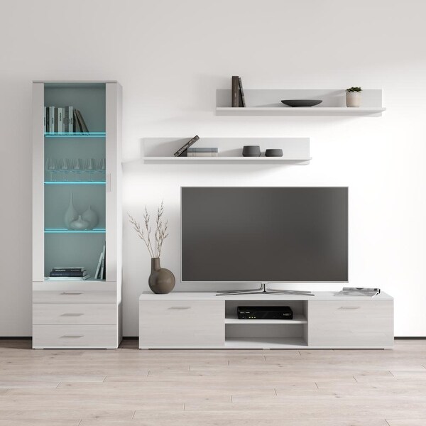 Soho 1 Modern Wall Unit Entertainment Center with 16 Color LED Lights