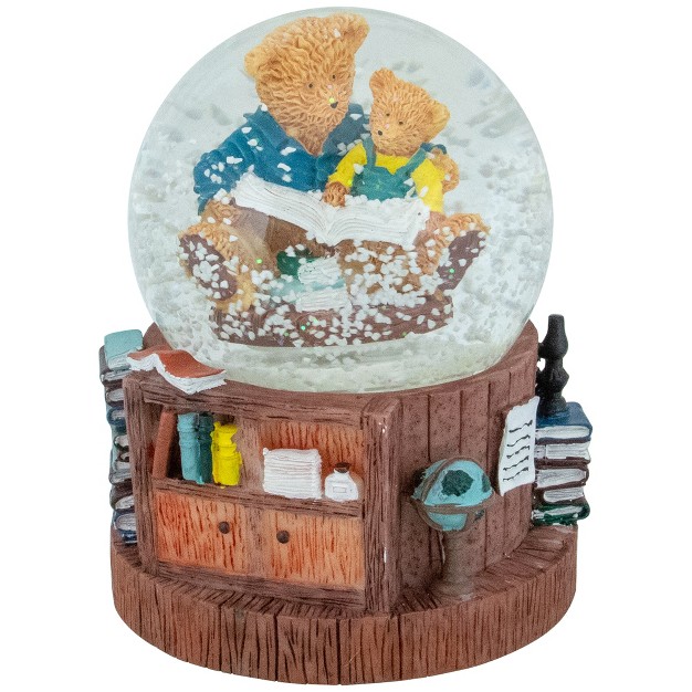 Musical Reading Teddy Bears Snow Globe