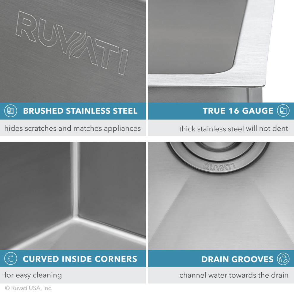 Ruvati RVH7114 14 quotUndermount 16 Gauge Tight Radius Bar Prep Sink   Bar Sinks   by Blue Bath  Houzz