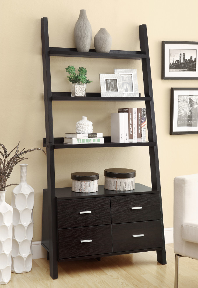 Colella 4 drawer Storage Bookcase Cappuccino   Modern   Bookcases   by Modon  Houzz