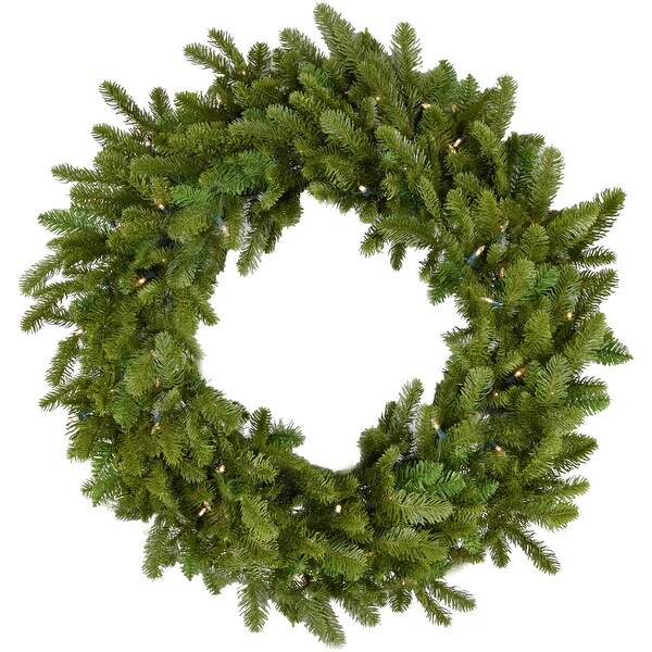 Fraser Hill Farm 48In. Grandland Artificial Holiday Wreath with Clear BatteryOperated LED String Lights