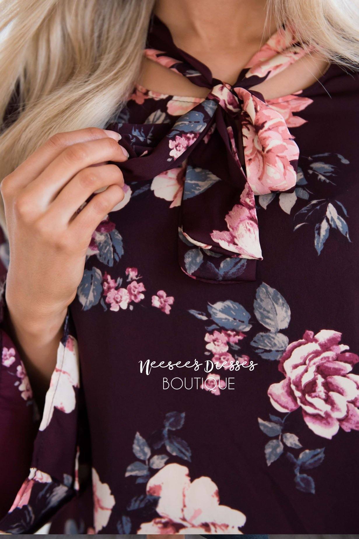 All Loved Up Floral Neck Tie Blouse