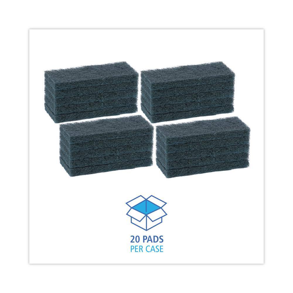 Boardwalk 4 in. x 10 in. Medium-Duty Blue Sponge Pad 20Count BWK402