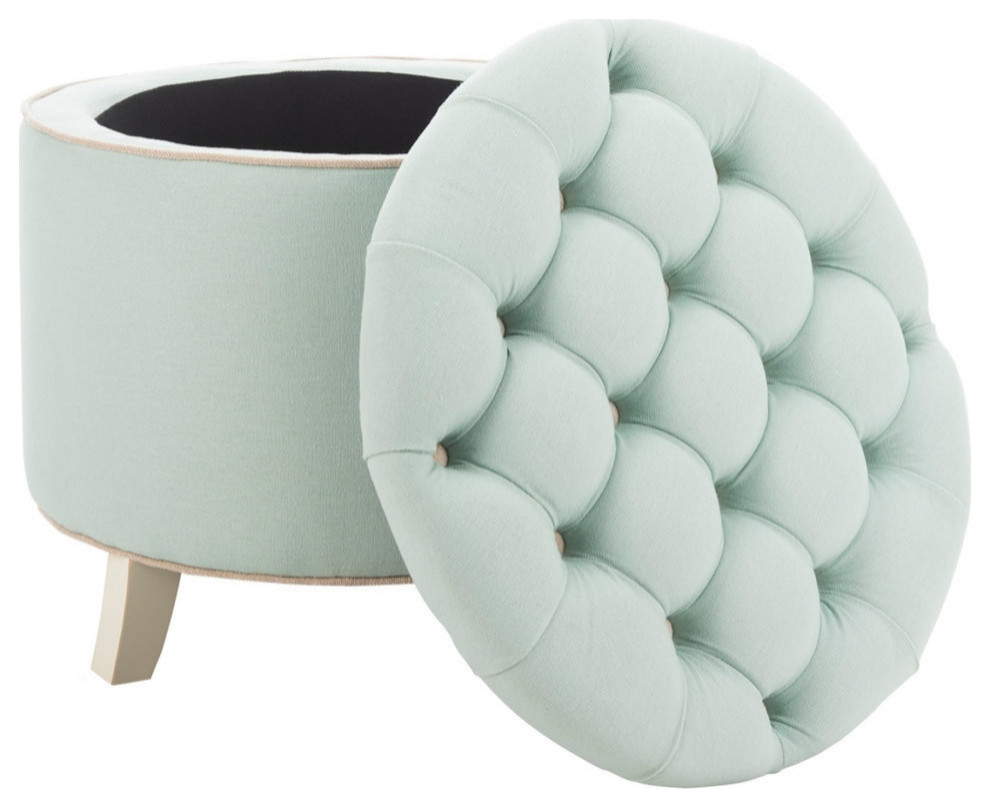 Emma Tufted Storage Ottoman  Robins Egg Blue/Ivory   Transitional   Footstools And Ottomans   by Rustic Home Furniture Deco  Houzz