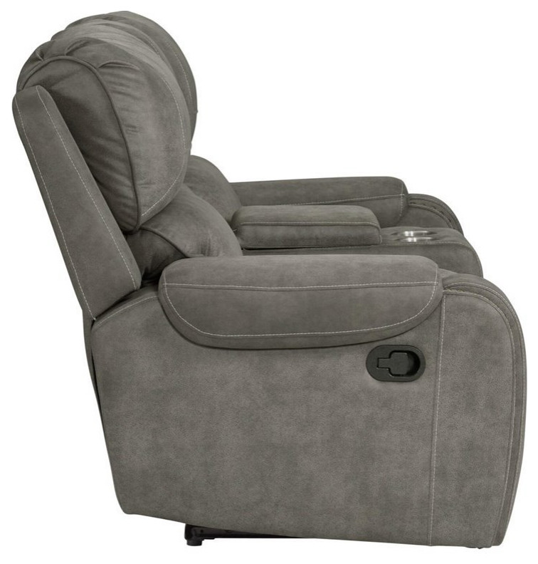 Sunset Trading Calvin 78 quotContemporary Fabric Dual Reclining Loveseat in Gray   Transitional   Loveseats   by Homesquare  Houzz