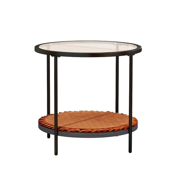 Corvus Matura 21-inch Round Glass End Table With Storage