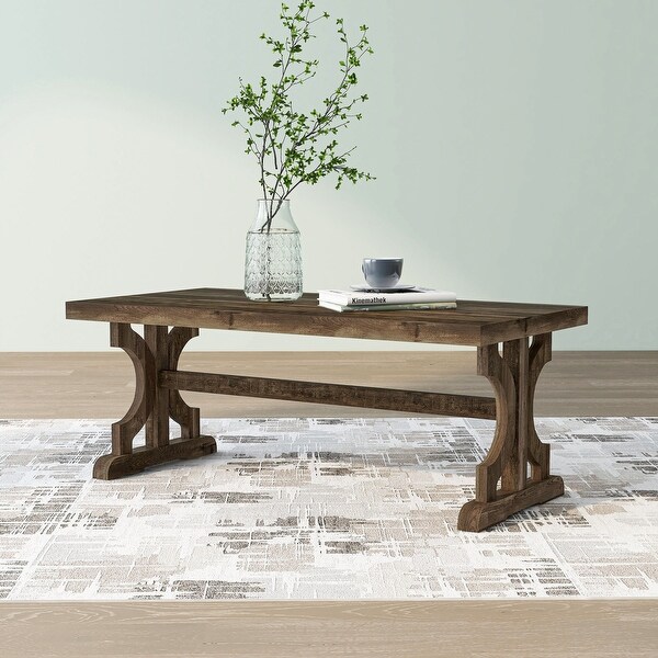 DH BASIC Reclaimed Oak 47-inch Trestle Base Coffee Table by Denhour