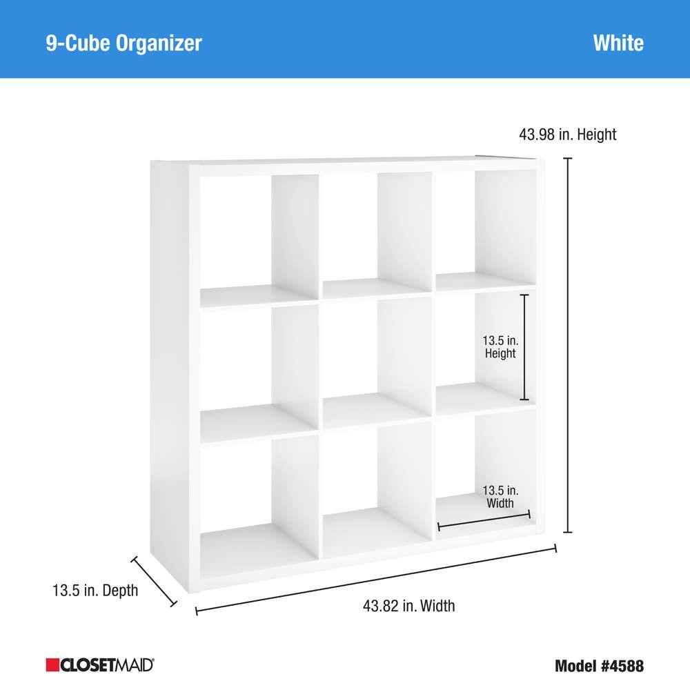 ClosetMaid 43.98 in. H x 43.82 in. W x 13.50 in. D White Wood Large 9- Cube Organizer 4588