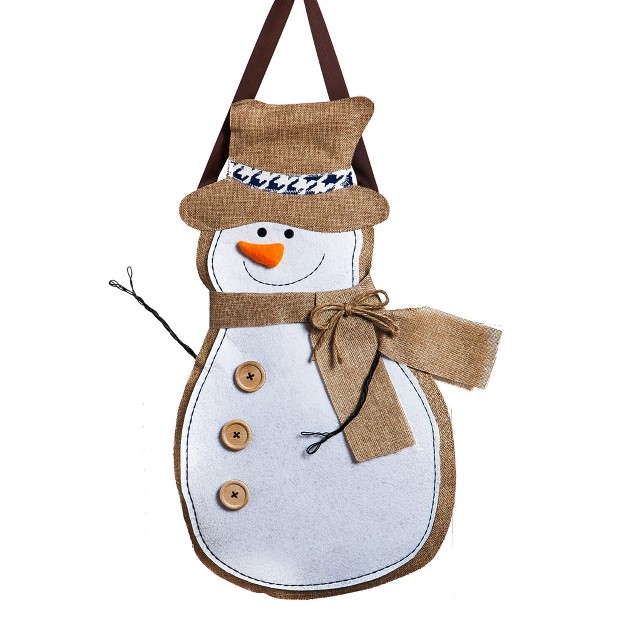 Evergreen Snowman Burlap Door Decor 13 50x17 50 quot h