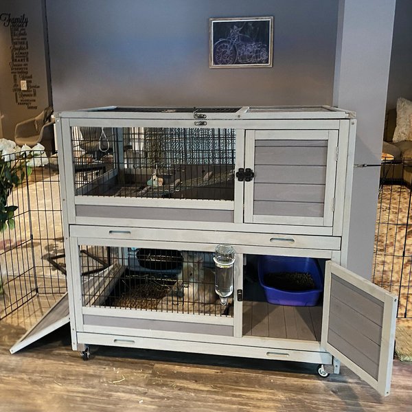 Aivituvin 39-in Indoor and Outdoor Wheeled Rabbit Cage