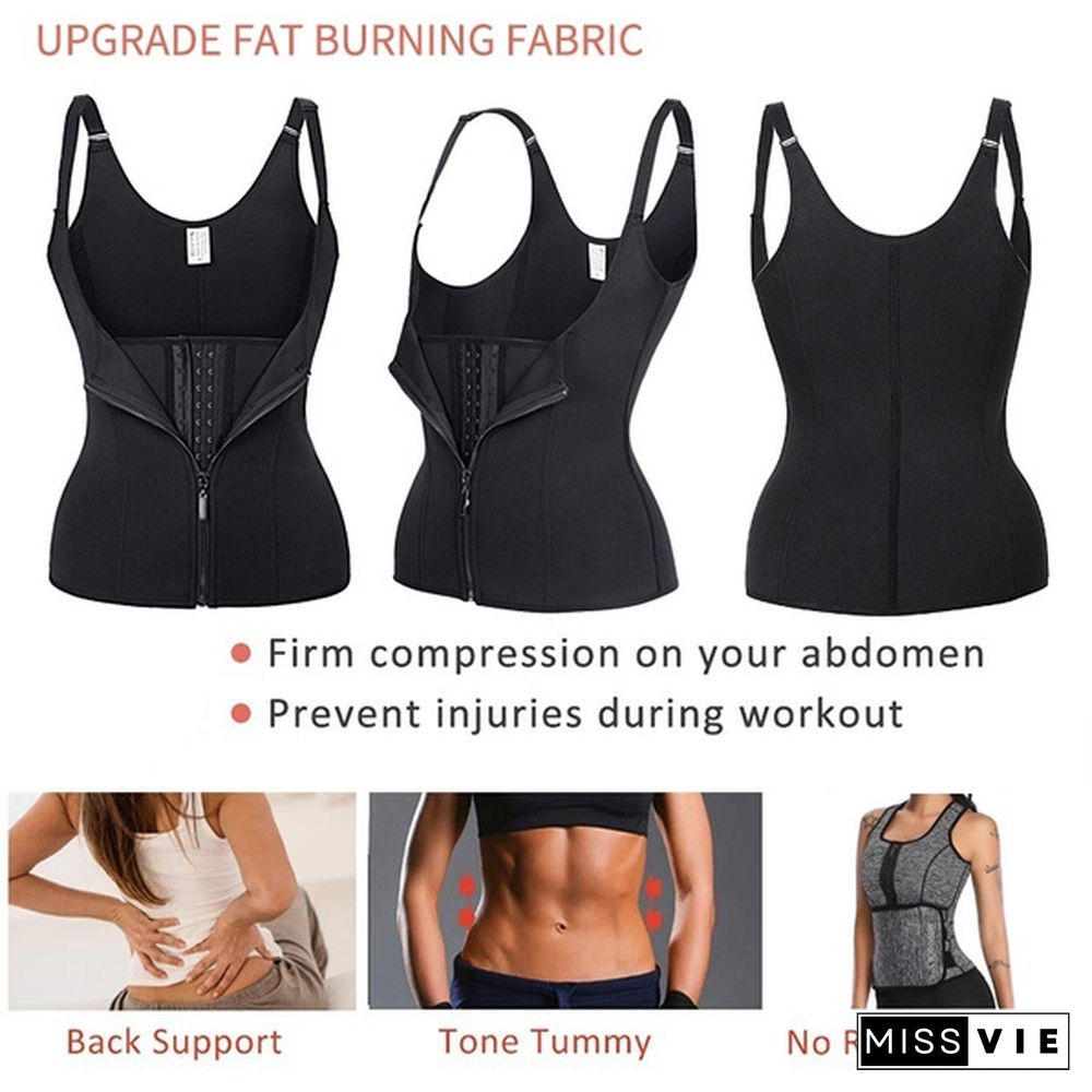 Women Sauna Suit Waist Trainer Plus Size Neoprene Slimming Body Shaper Vest Weight Loss Steel Boned Corset Workout Tank Tops fajas de mujer