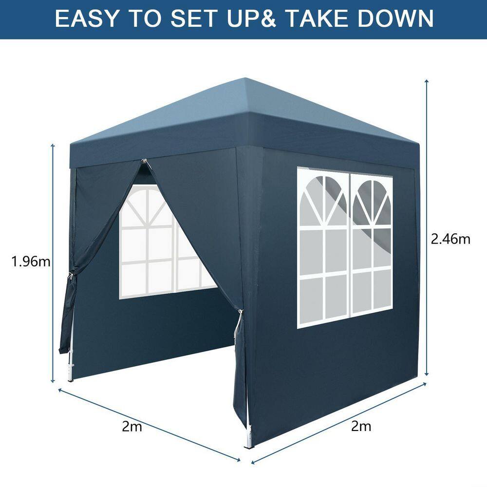 Karl home 6.5 ft. x 6.5 ft. Blue Straight Leg Pop-Up Canopy with 4 Sides 999770016482