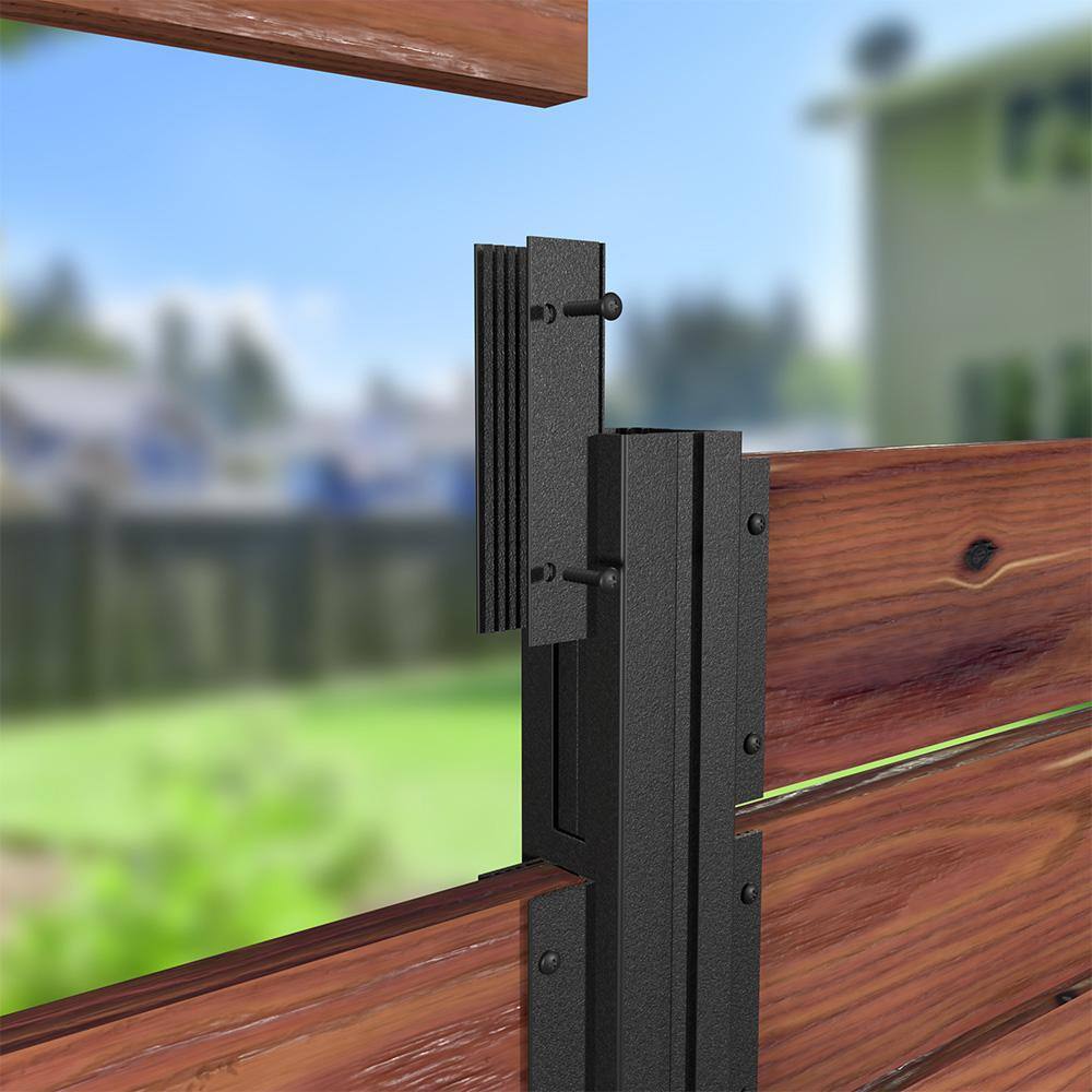 Peak Products 54 in. x 6in. Matte Black Aluminum Wood Board Bracket Modular Fencing for An Outdoor Privacy Fence System 2498