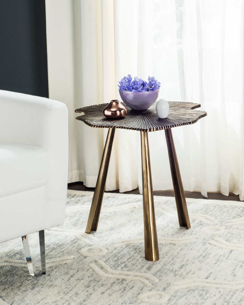 Haley Leaf Side Table Brass   Contemporary   Side Tables And End Tables   by AED Luxury Home Decor  Houzz