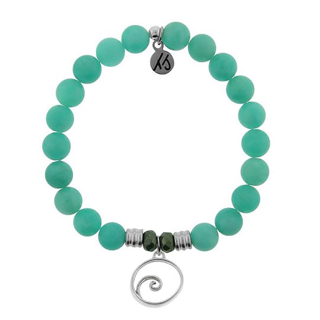 T. Jazelle  Peruvian Amazonite Stone Bracelet with Wave Sterling Silver Charm