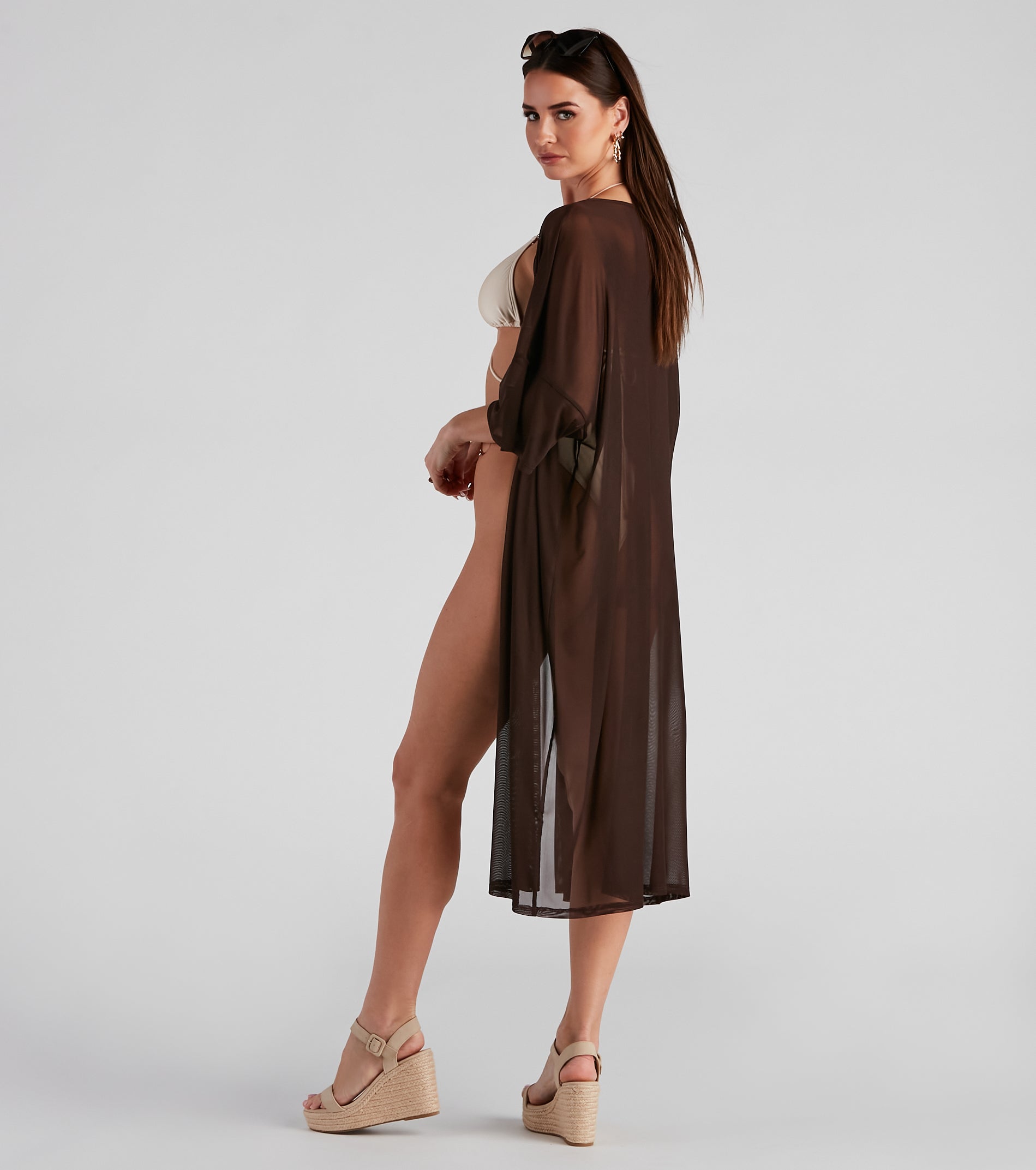 Essential Mesh Long Kimono