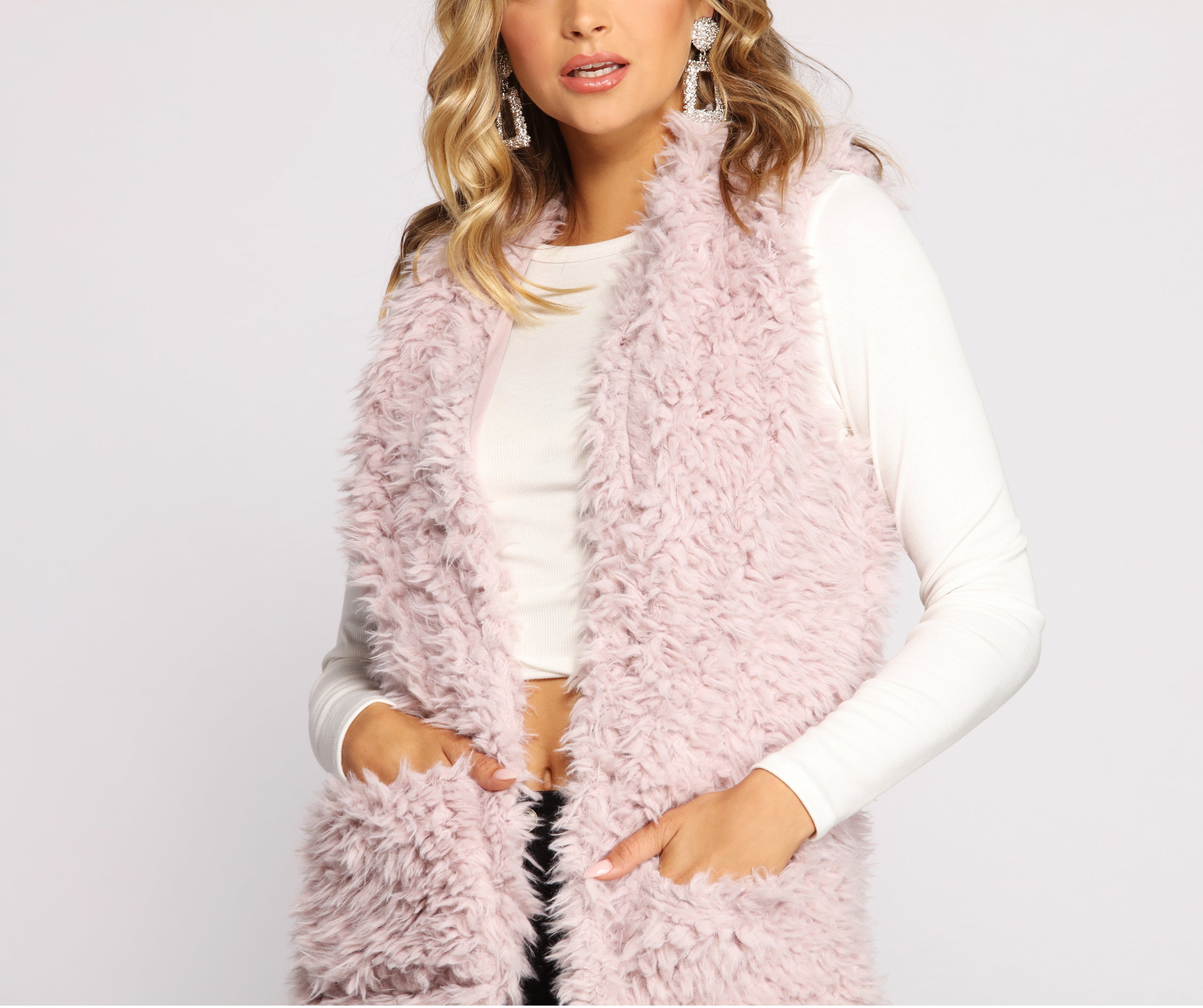 Major Fashionista Long-Line Faux Fur Vest