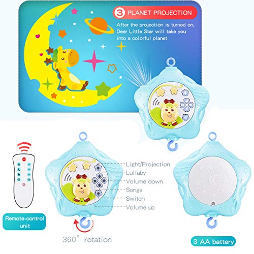 caterbee Baby Mobile for Crib with Music， Crib Mobile for Girls with Lights and Musical， Remote and Toys for Pack and Play，Stroller Accessories. Material:ABS+Plastic (Pink-Bee)