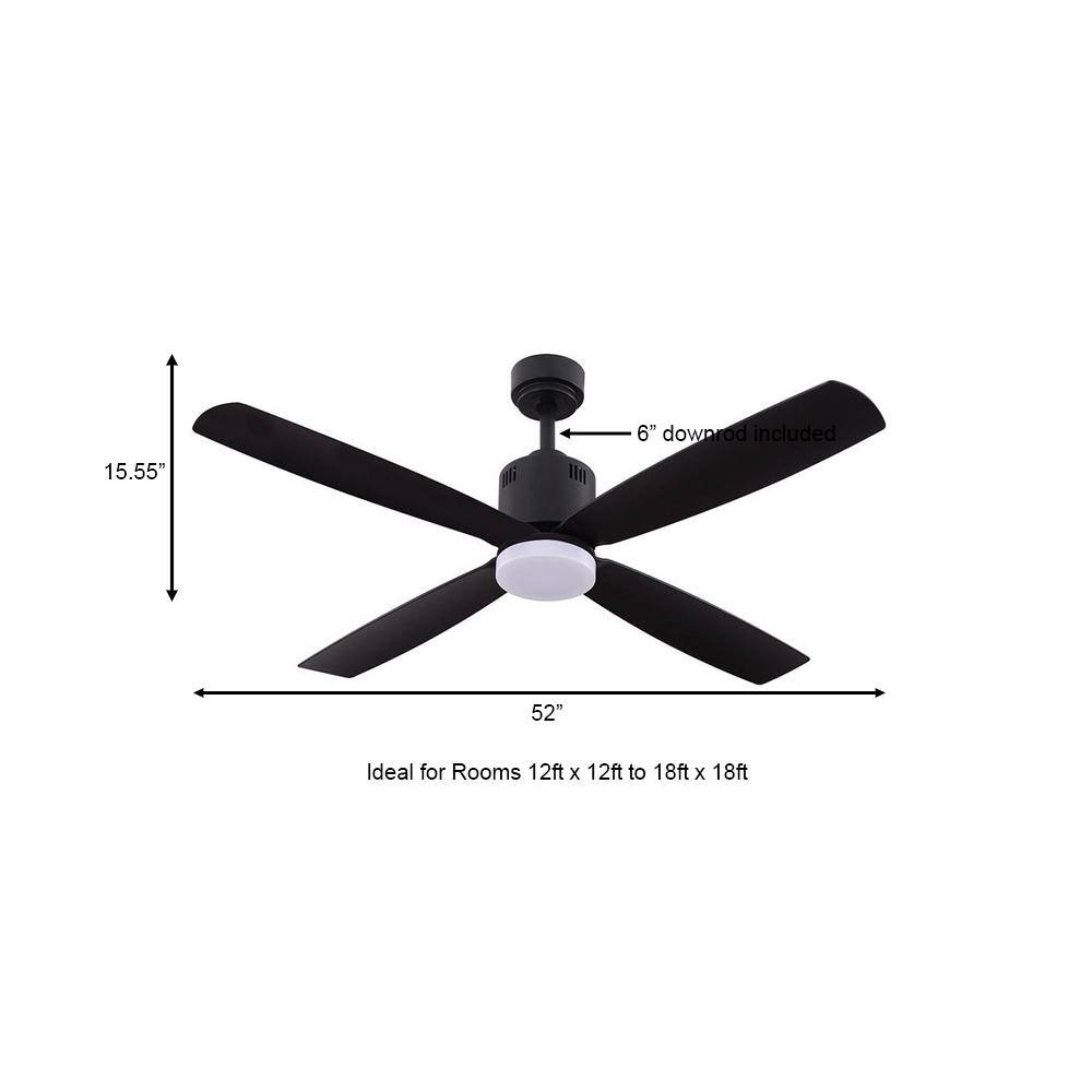 Home Decorators Collection Kitteridge 52 in. LED Indoor Matte Black Ceiling Fan with Light Kit 35442-HBUB