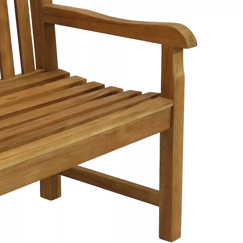 Sunnydaze 2-Person Mission Style Solid Teak Wood Outdoor Garden Bench