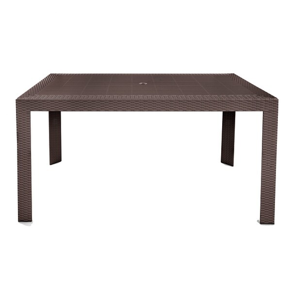 LeisureMod Mace Outdoor Rectangle Dining Table With Umbrella Hole