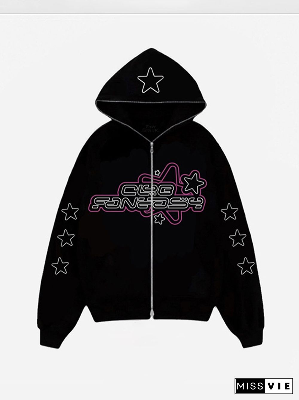 Star Print Zipper Cardigan Hoodie