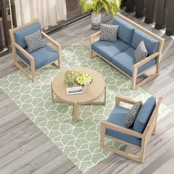 Corvus Augusta 4piece Patio Conversation Set with Sunbrella Pillows