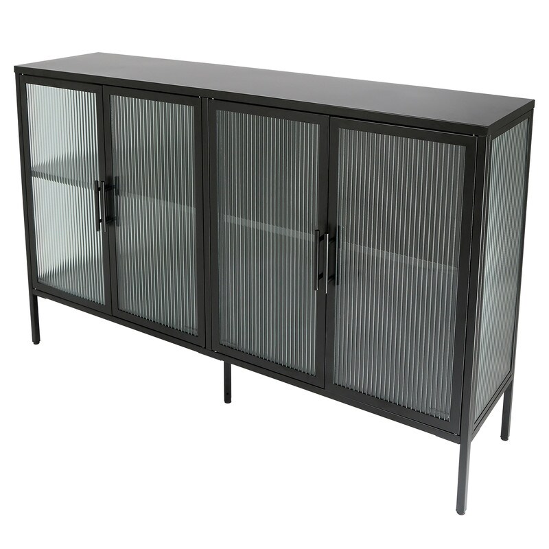 Elegant Storage Cabinet with Adjustable Shelves   Black