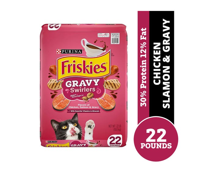 Purina Friskies Gravy Swirlers Adult Dry Cat Food， 22 lb. Bag