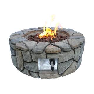 Teamson Home 28 in. Outdoor Round Stone Propane Gas Fire Pit HF09501AA