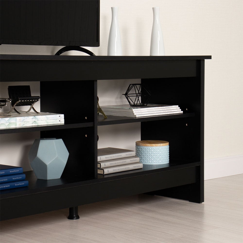 Madesa TV Stand with 6 Shelves and Cable Management  for TVs up to 75 Inches  Wood TV Bench  23\