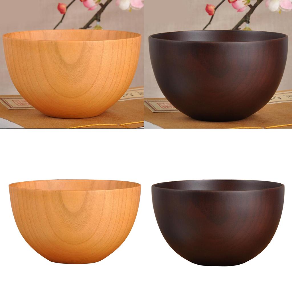 Wooden Salad Bowl， Food Safe Round Wood Bowl Traditional Japanese Style