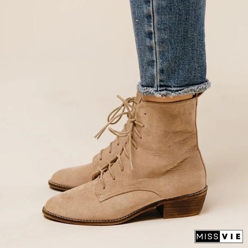Elegant Lace-Up Zipper Boots