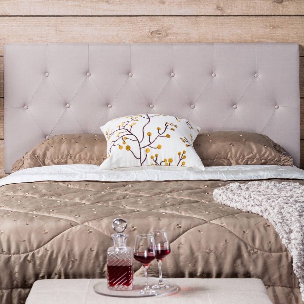 Barn Modern Grey Fabric Upholstered Tufted Headboard by Furniture of America