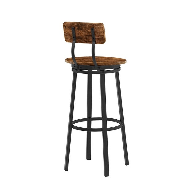 2Pcs Industrial Style Oval Bar Stools with Metal Legs