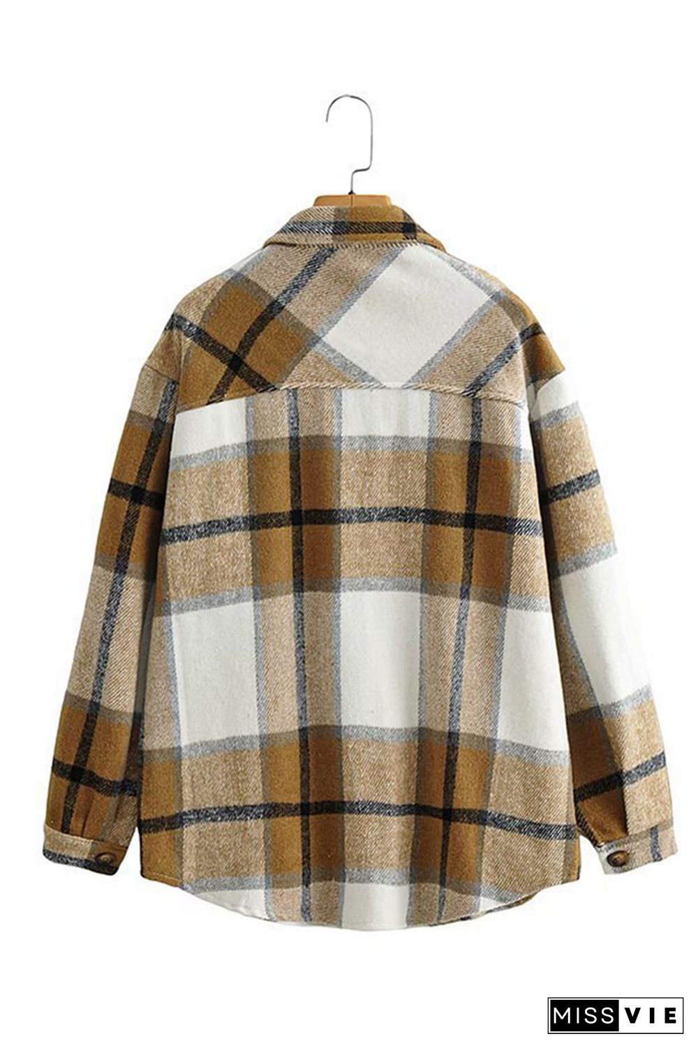 Plaid Button Front Shacket Jacket with Pockets Women Wholesale