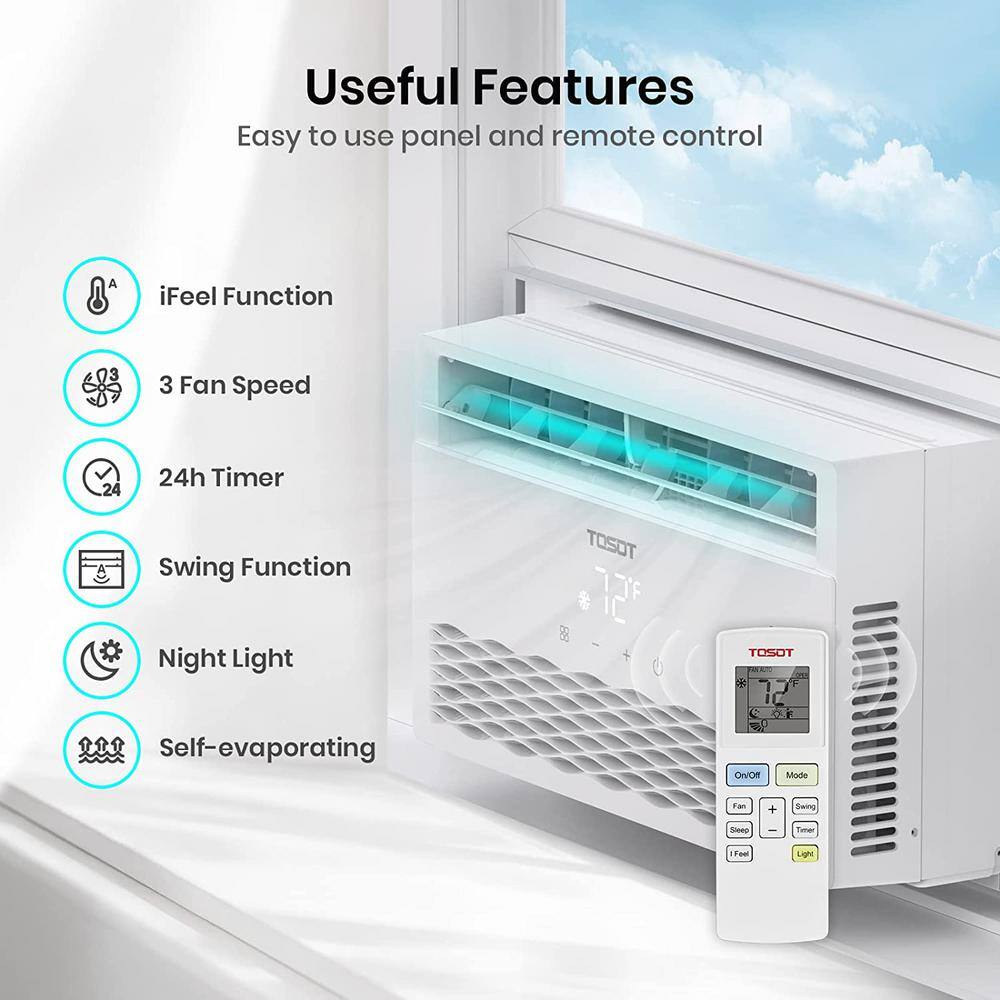 Tosot 10000 BTU Window Air Conditioner with Temperature-Sensing Remote ENERGY STAR Window AC for Rooms to 450 sq. ft. TST-WAC-CLT-10K