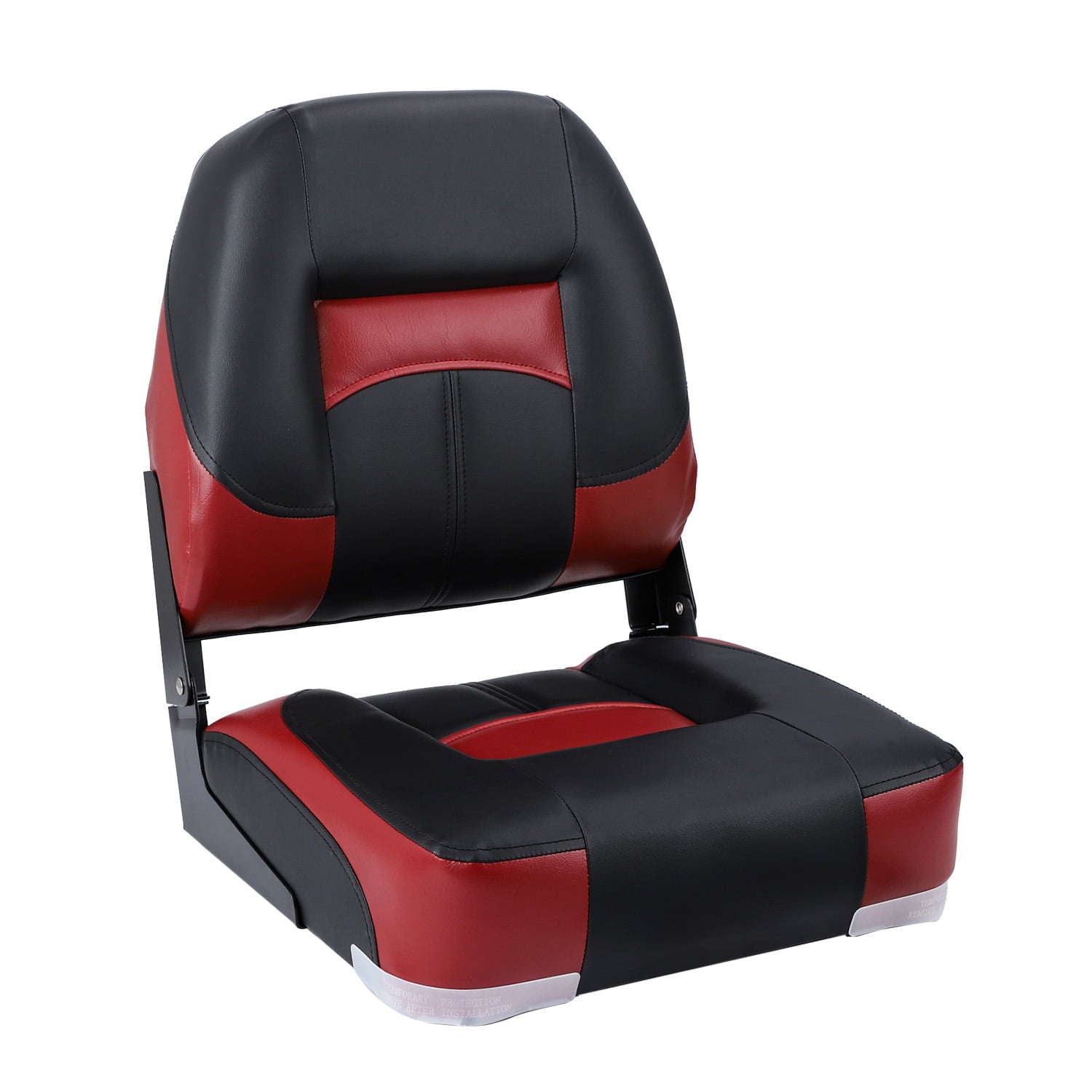 NORTHCAPTAIN Deluxe Black/Wine Red Low Back Folding Boat Seat， 1 Seat