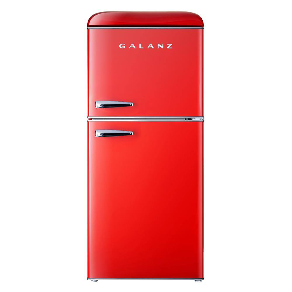 Galanz 4.0 cu. ft. Retro Mini Refrigerator with Dual Door True Freezer in Red GLR40TRDER