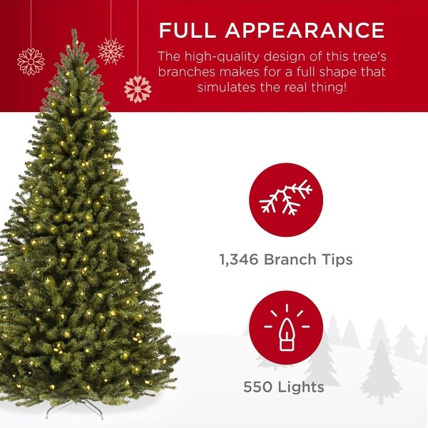 PreLit Artificial Spruce Christmas Tree w/ Foldable Metal Base