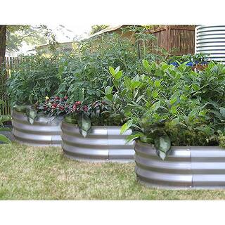 LuxenHome 6 ft. x 3 ft. Oval Raised Galvanized Steel Garden Bed Planter WHPL1606