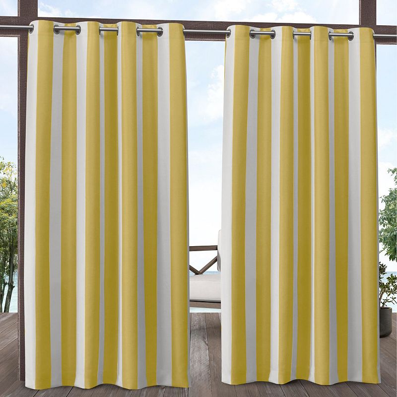 Exclusive Home 2-pack Canopy Stripe Indoor/Outdoor Curtains