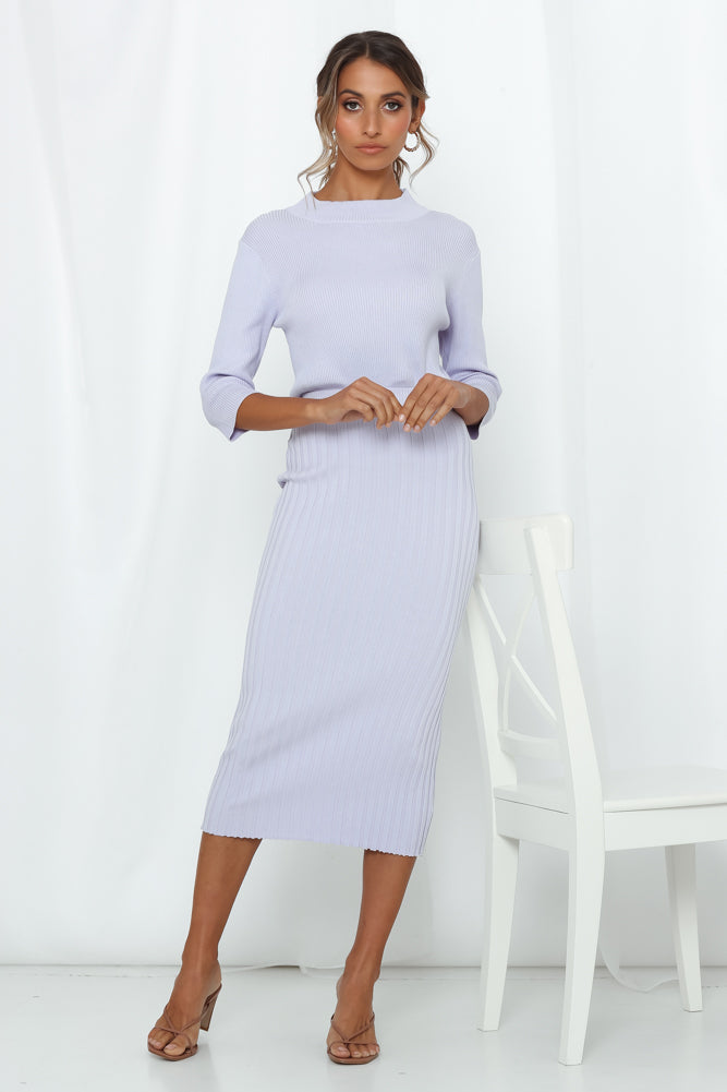 Old Flings Knit Midi Skirt Lilac