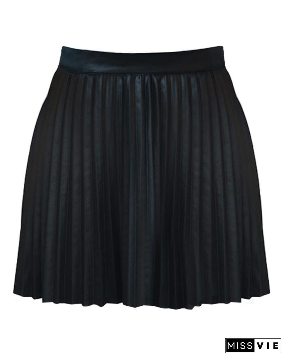 Plain High Waist Pleated Skirt P13974