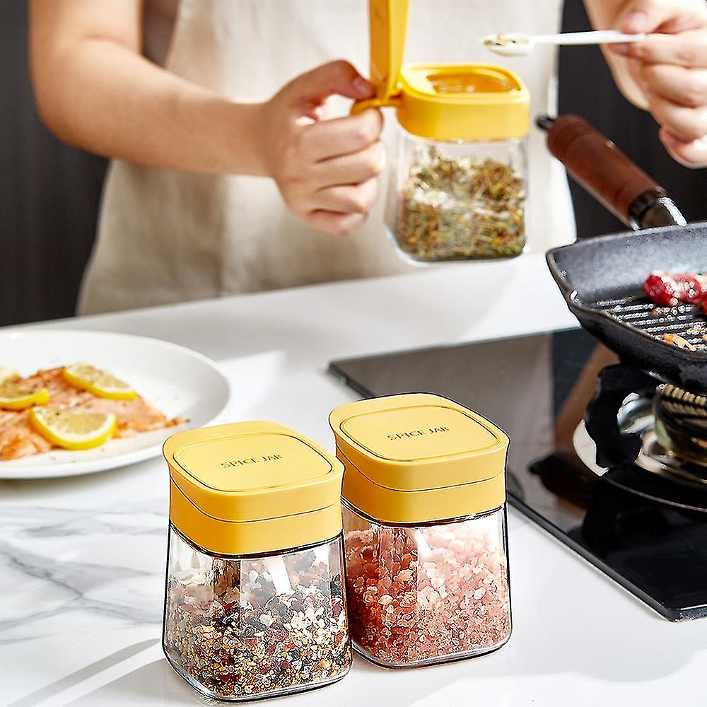 Glass Spice Jars Moisture-proof Spice Containers With Spoons，300ml Spice Bottles， Mini Seasoning